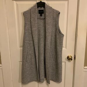 Cynthia Rowley Women Long Open Front Sleeveless Wool Blend Academia Sweater
